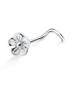 Flower Shaped Silver Curved Nose Stud NSKB-607